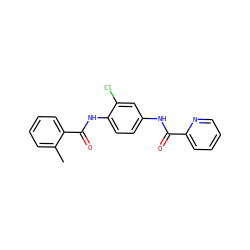 Cc1ccccc1C(=O)Nc1ccc(NC(=O)c2ccccn2)cc1Cl ZINC000066078589