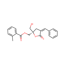 Cc1ccccc1C(=O)OC[C@]1(CO)C/C(=C/c2ccccc2)C(=O)O1 ZINC000040845315
