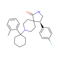 Cc1ccccc1C1(N2CCC3(CC2)C(=O)NC[C@H]3c2ccc(F)cc2)CCCCC1 ZINC000036222073