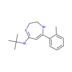 Cc1ccccc1C1=CC(NC(C)(C)C)=NCCN1 ZINC000101099187