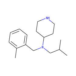 Cc1ccccc1CN(CC(C)C)C1CCNCC1 ZINC000036093144