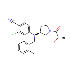 Cc1ccccc1CN(c1ccc(C#N)c(Cl)c1)[C@H]1CCN(C(=O)[C@H](C)O)C1 ZINC000045373429