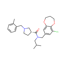 Cc1ccccc1CN1CC[C@@H](C(=O)N(Cc2cc(Cl)c3c(c2)OCCCO3)CC(C)C)C1 ZINC000114100057