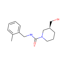 Cc1ccccc1CNC(=O)N1CCC[C@H](CO)C1 ZINC000045354629