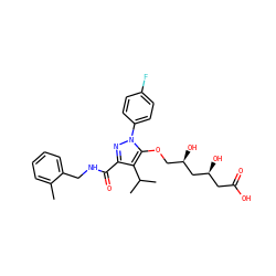 Cc1ccccc1CNC(=O)c1nn(-c2ccc(F)cc2)c(OC[C@@H](O)C[C@@H](O)CC(=O)O)c1C(C)C ZINC000014967878