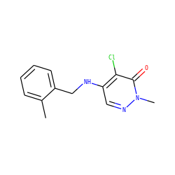 Cc1ccccc1CNc1cnn(C)c(=O)c1Cl ZINC000026082052
