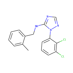 Cc1ccccc1CNc1ncnn1-c1cccc(Cl)c1Cl ZINC000029126411