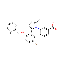 Cc1ccccc1COc1ccc(Br)cc1-c1ccc(C)n1-c1cccc(C(=O)O)c1 ZINC000040565402