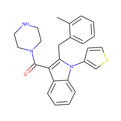 Cc1ccccc1Cc1c(C(=O)N2CCNCC2)c2ccccc2n1-c1ccsc1 ZINC000082155501