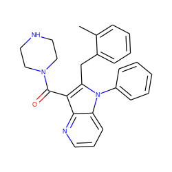 Cc1ccccc1Cc1c(C(=O)N2CCNCC2)c2ncccc2n1-c1ccccc1 ZINC000072181020
