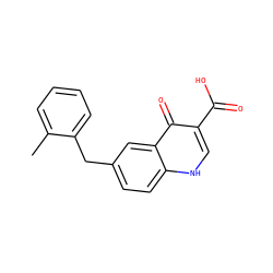 Cc1ccccc1Cc1ccc2[nH]cc(C(=O)O)c(=O)c2c1 ZINC000043072450