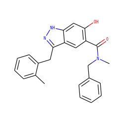 Cc1ccccc1Cc1n[nH]c2cc(O)c(C(=O)N(C)Cc3ccccc3)cc12 ZINC000084713155