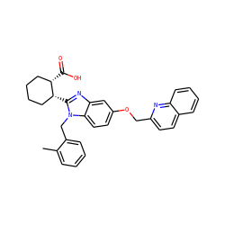 Cc1ccccc1Cn1c([C@@H]2CCCC[C@@H]2C(=O)O)nc2cc(OCc3ccc4ccccc4n3)ccc21 ZINC000226129639