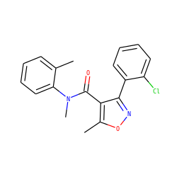 Cc1ccccc1N(C)C(=O)c1c(-c2ccccc2Cl)noc1C ZINC000045390000