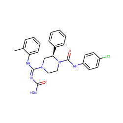 Cc1ccccc1N/C(=N/C(N)=O)N1CCN(C(=O)Nc2ccc(Cl)cc2)[C@H](c2ccccc2)C1 ZINC000040895388