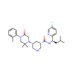 Cc1ccccc1N1CC(C)(C)N([C@H]2CNC[C@@H](C(=O)N[C@H](CC(C)C)c3ccc(F)cn3)C2)CC1=O ZINC000096283057