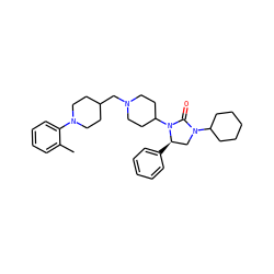 Cc1ccccc1N1CCC(CN2CCC(N3C(=O)N(C4CCCCC4)C[C@H]3c3ccccc3)CC2)CC1 ZINC000096285393