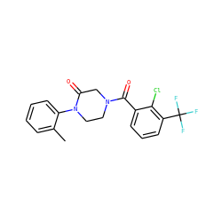 Cc1ccccc1N1CCN(C(=O)c2cccc(C(F)(F)F)c2Cl)CC1=O ZINC000059278071
