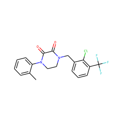 Cc1ccccc1N1CCN(Cc2cccc(C(F)(F)F)c2Cl)C(=O)C1=O ZINC000095565569