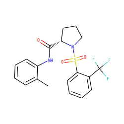 Cc1ccccc1NC(=O)[C@@H]1CCCN1S(=O)(=O)c1ccccc1C(F)(F)F ZINC000006639166