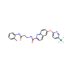Cc1ccccc1NC(=O)CCNC(=O)c1ccc2cc(Oc3ccc(C(F)(F)F)cn3)ccc2n1 ZINC001772577619