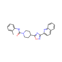 Cc1ccccc1NC(=O)N1CCC(c2nc(-c3ccc4ccccc4n3)no2)CC1 ZINC000072181743