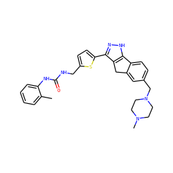Cc1ccccc1NC(=O)NCc1ccc(-c2n[nH]c3c2Cc2cc(CN4CCN(C)CC4)ccc2-3)s1 ZINC000036338871