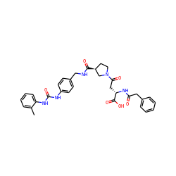 Cc1ccccc1NC(=O)Nc1ccc(CNC(=O)[C@H]2CCN(C(=O)C[C@H](NC(=O)Cc3ccccc3)C(=O)O)C2)cc1 ZINC000103266054