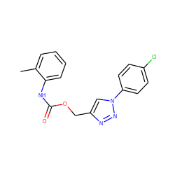 Cc1ccccc1NC(=O)OCc1cn(-c2ccc(Cl)cc2)nn1 ZINC000001387980