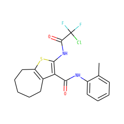 Cc1ccccc1NC(=O)c1c(NC(=O)C(F)(F)Cl)sc2c1CCCCC2 ZINC001772628968