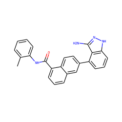 Cc1ccccc1NC(=O)c1cccc2cc(-c3cccc4[nH]nc(N)c34)ccc12 ZINC000169350174