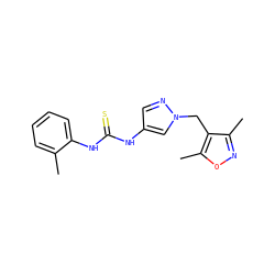 Cc1ccccc1NC(=S)Nc1cnn(Cc2c(C)noc2C)c1 ZINC000116672263