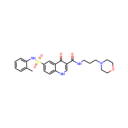 Cc1ccccc1NS(=O)(=O)c1ccc2[nH]cc(C(=O)NCCCN3CCOCC3)c(=O)c2c1 ZINC000020726913