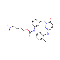 Cc1ccccc1Nc1ccc(=O)n(Cc2cccc(NC(=O)OCCCCN(C)C)c2)n1 ZINC000206930727