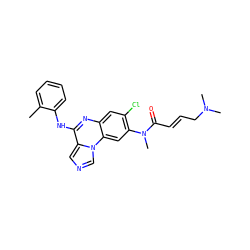 Cc1ccccc1Nc1nc2cc(Cl)c(N(C)C(=O)/C=C/CN(C)C)cc2n2cncc12 ZINC000073196387