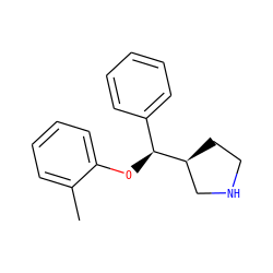 Cc1ccccc1O[C@@H](c1ccccc1)[C@H]1CCNC1 ZINC000095591091