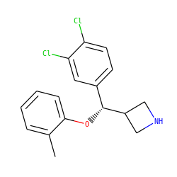 Cc1ccccc1O[C@H](c1ccc(Cl)c(Cl)c1)C1CNC1 ZINC000150091120