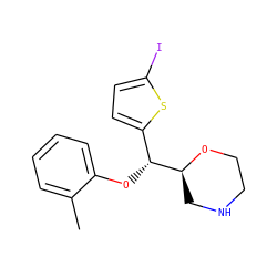 Cc1ccccc1O[C@H](c1ccc(I)s1)[C@@H]1CNCCO1 ZINC000028881313