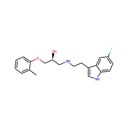 Cc1ccccc1OC[C@@H](O)CNCCc1c[nH]c2ccc(F)cc12 ZINC000029566072