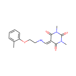 Cc1ccccc1OCCNC=C1C(=O)N(C)C(=O)N(C)C1=O ZINC000006072731