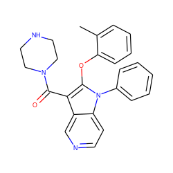 Cc1ccccc1Oc1c(C(=O)N2CCNCC2)c2cnccc2n1-c1ccccc1 ZINC000072181681