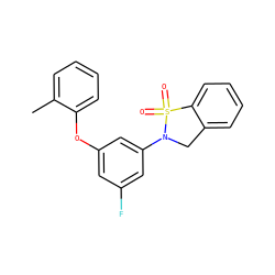 Cc1ccccc1Oc1cc(F)cc(N2Cc3ccccc3S2(=O)=O)c1 ZINC001772653579