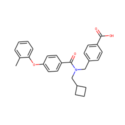 Cc1ccccc1Oc1ccc(C(=O)N(Cc2ccc(C(=O)O)cc2)CC2CCC2)cc1 ZINC000584598192