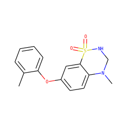 Cc1ccccc1Oc1ccc2c(c1)S(=O)(=O)NCN2C ZINC001772607691