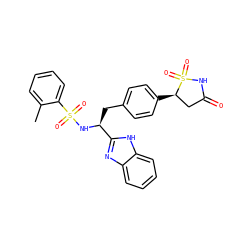 Cc1ccccc1S(=O)(=O)N[C@@H](Cc1ccc([C@@H]2CC(=O)NS2(=O)=O)cc1)c1nc2ccccc2[nH]1 ZINC000014953019