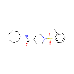 Cc1ccccc1S(=O)(=O)N1CCC(C(=O)NC2CCCCCC2)CC1 ZINC000073223063