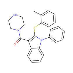 Cc1ccccc1Sc1c(C(=O)N2CCNCC2)c2ccccc2n1-c1ccccc1 ZINC000064528317