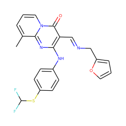 Cc1cccn2c(=O)c(/C=N/Cc3ccco3)c(Nc3ccc(SC(F)F)cc3)nc12 ZINC000003179444