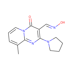 Cc1cccn2c(=O)c(/C=N/O)c(N3CCCC3)nc12 ZINC000003187745