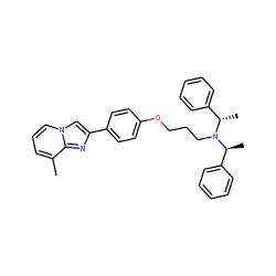 Cc1cccn2cc(-c3ccc(OCCCN([C@@H](C)c4ccccc4)[C@@H](C)c4ccccc4)cc3)nc12 ZINC000013819570